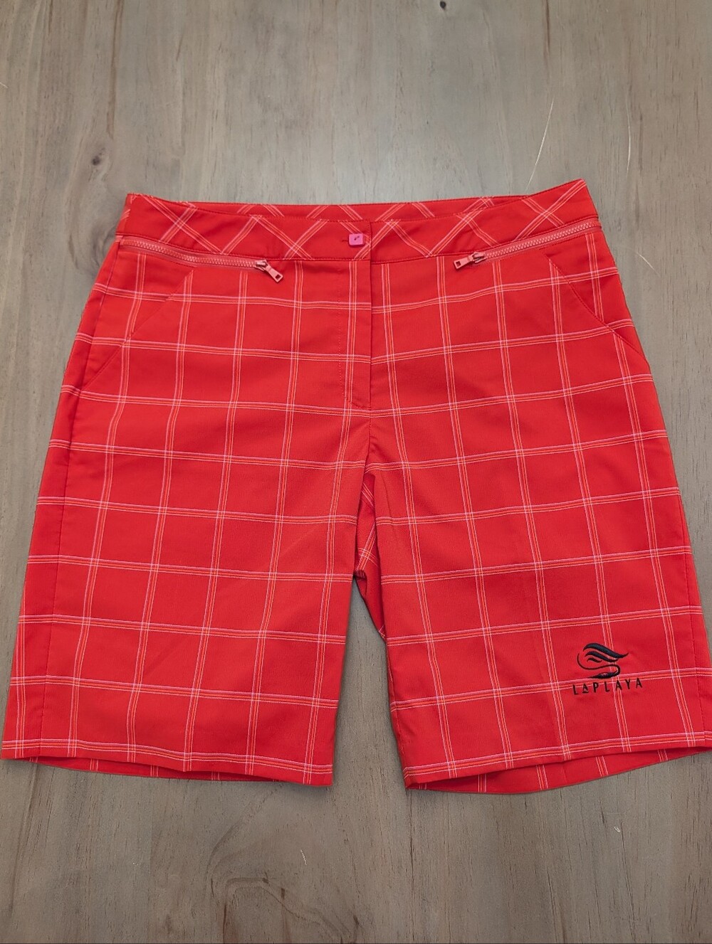 EP Pro La Playa Golf Club Embroidered Golf Shorts  Womens Sz 10 Red/Hot Pink
